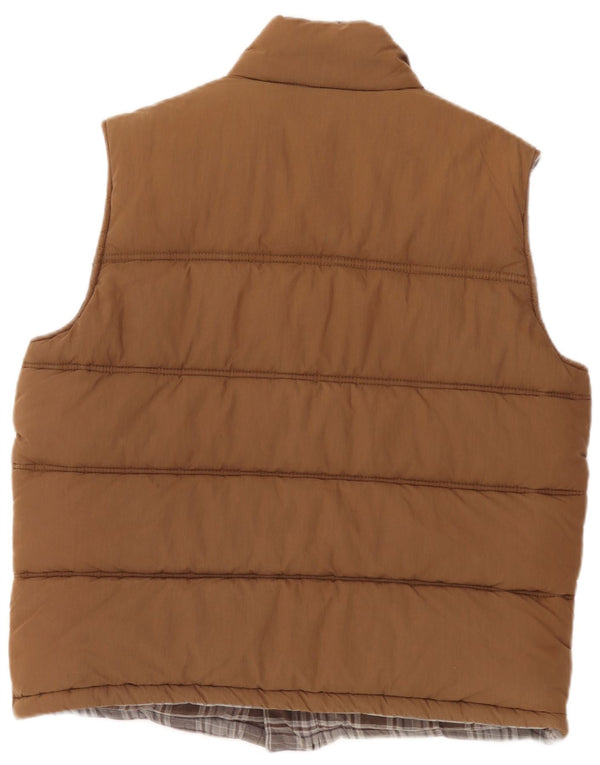 Timberland Mens Reversible Padded Gilet UK 40 Large Brown Cotton