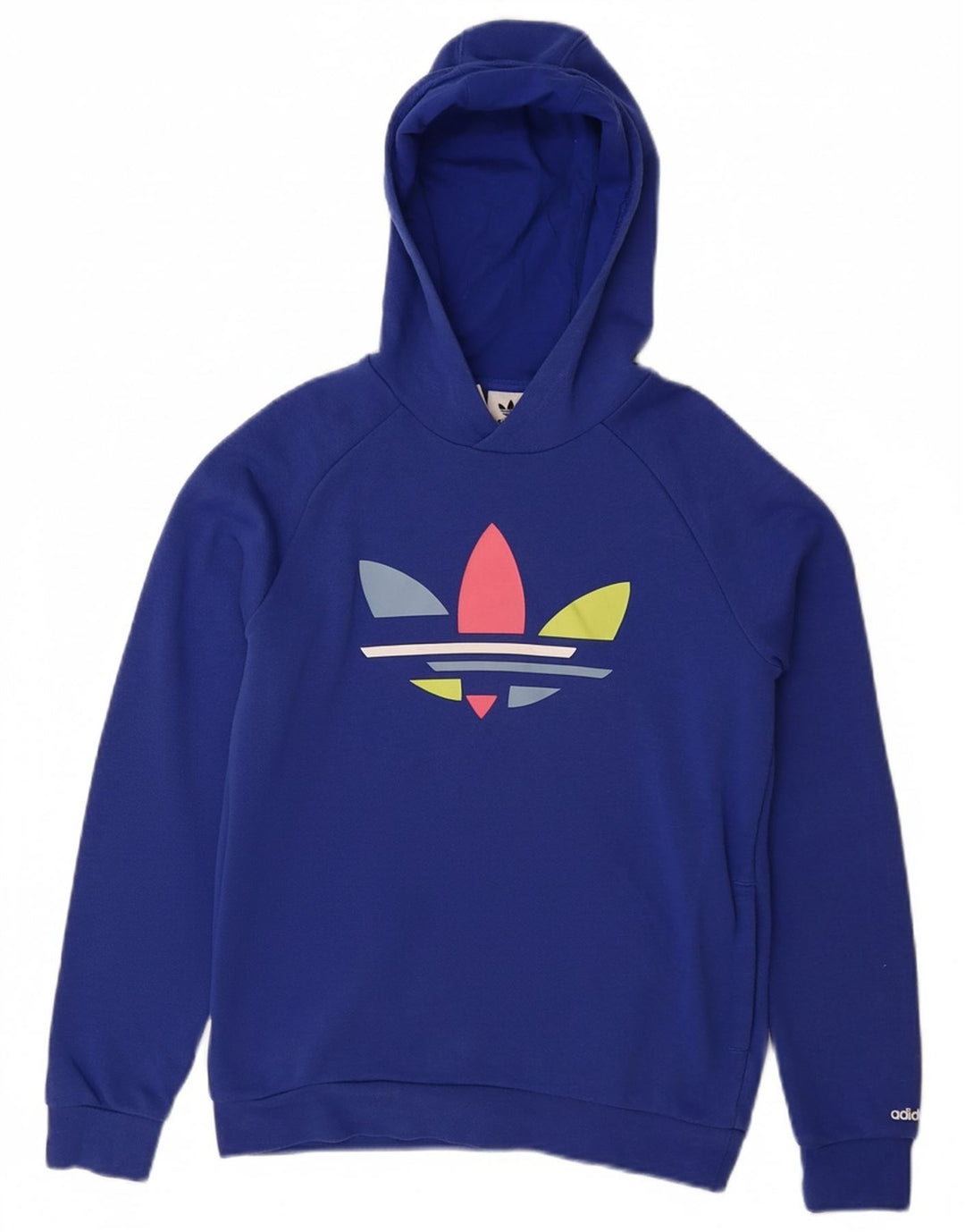 ADIDAS Girls Graphic Hoodie Jumper 11-12 Years Blue Cotton