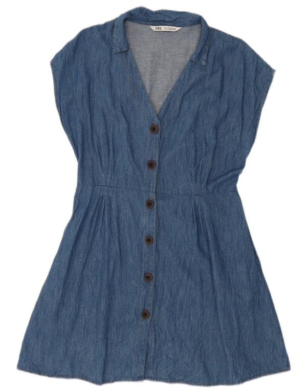 Zara Womens Denim Dress UK 14 Medium Blue