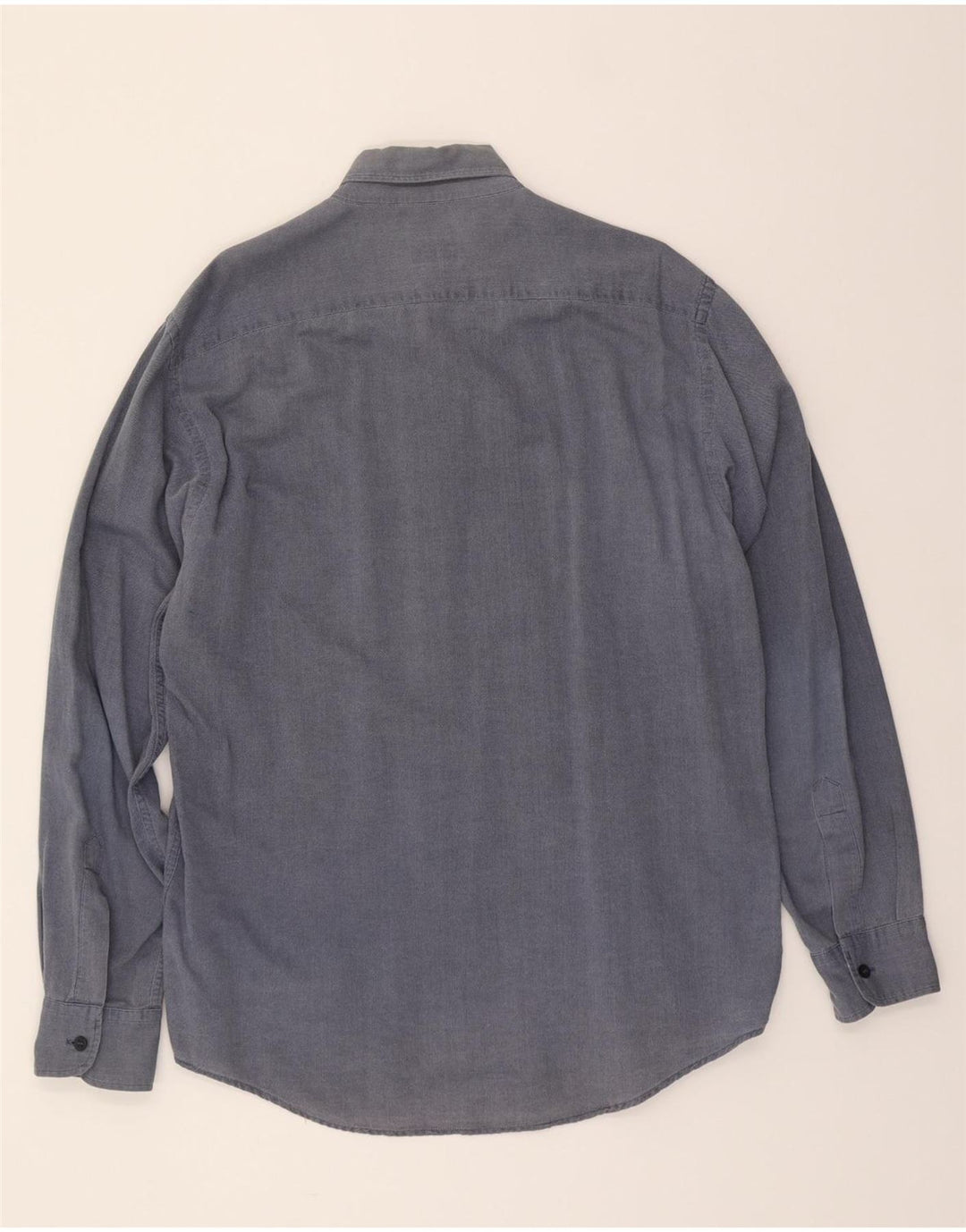 TRUSSARDI Mens Shirt Large Navy Blue Cotton Vintage Trussardi and Second-Hand Trussardi from Messina Hembry 
