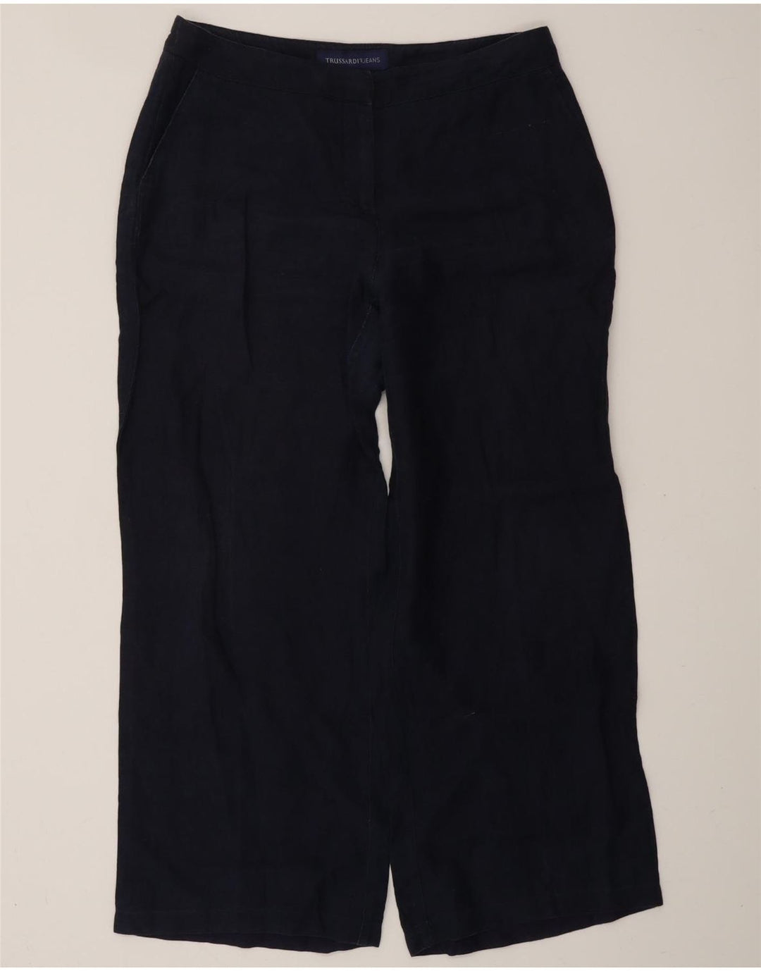 TRUSSARDI Womens Wide Leg Chino Trousers IT 44 Medium W30 L28 Navy Blue