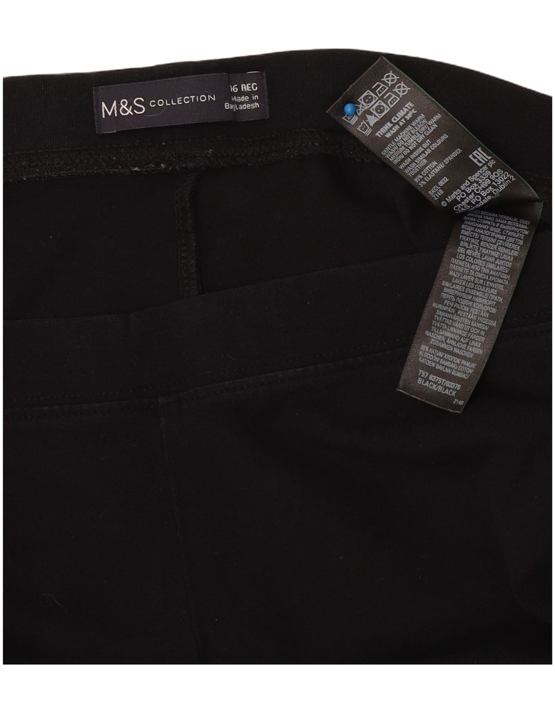Marks & Spencer Womens Leggings UK 16 Large  Black Cotton
