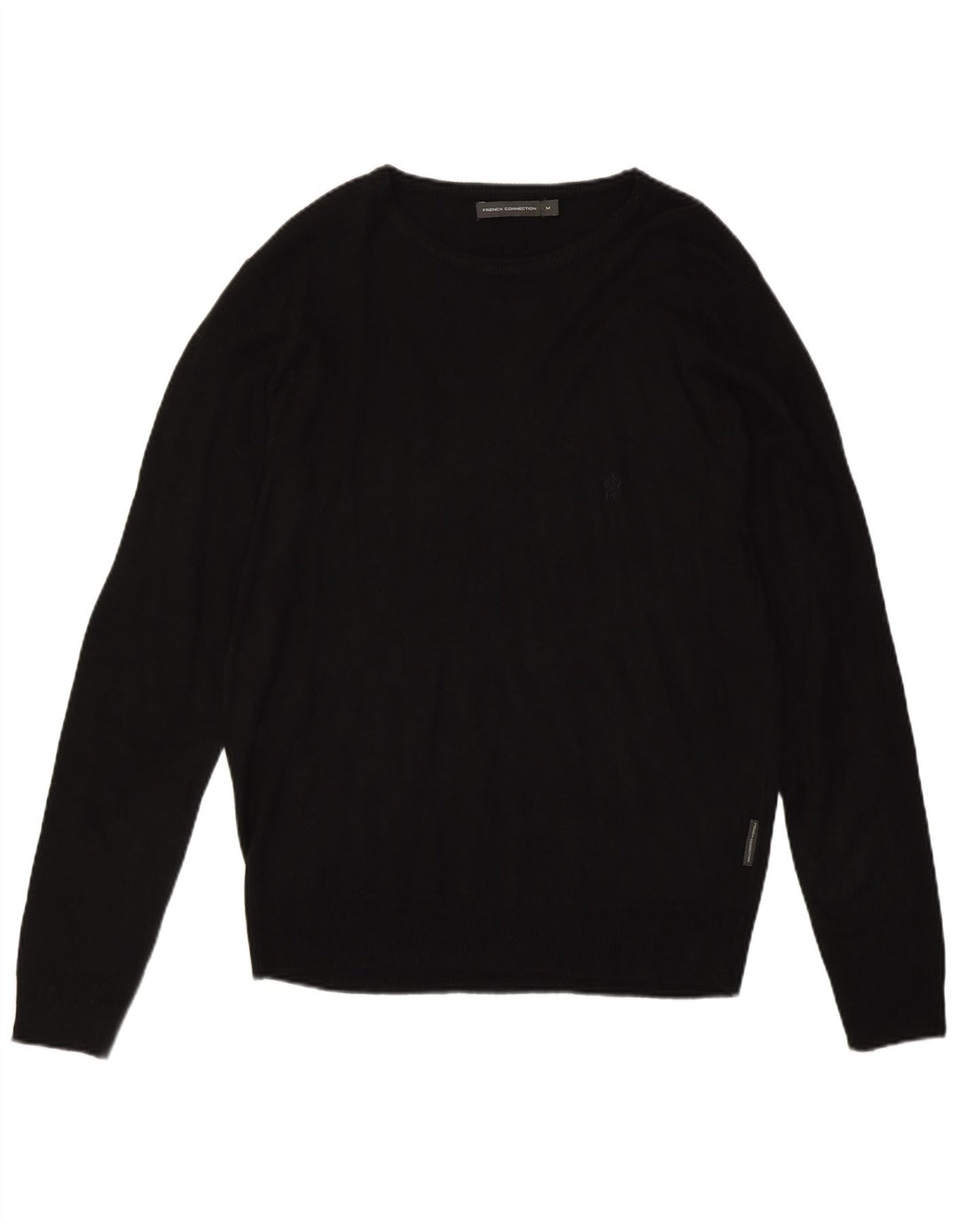 French Connection Mens Boat Neck Jumper Sweater Medium Black Acrylic