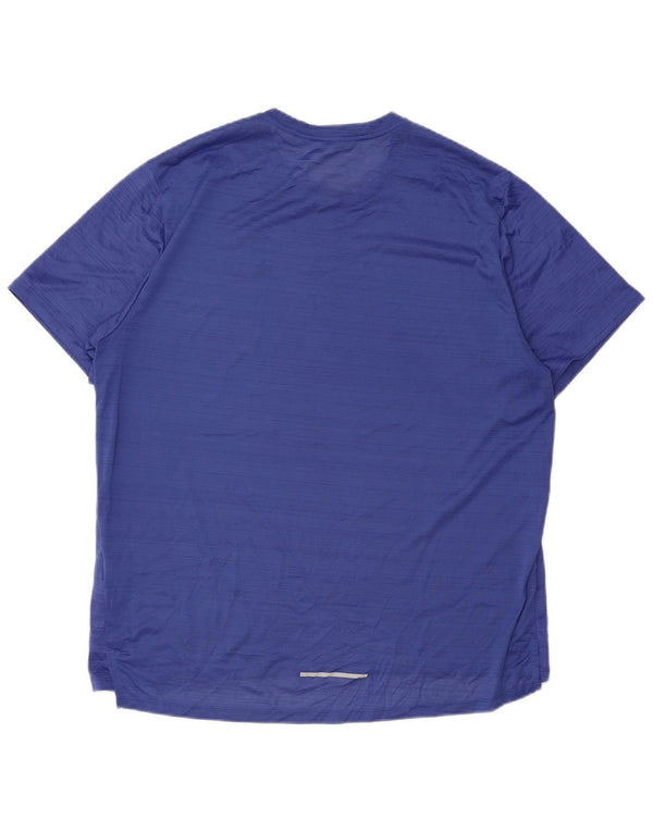 Nike Mens Dri Fit T-Shirt Top XL Blue Striped Polyester