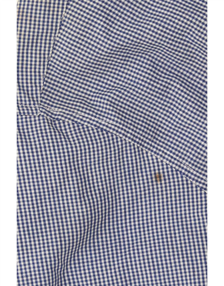 Pierre Cardin Mens Short Sleeve Shirt Large Blue Gingham Polyester