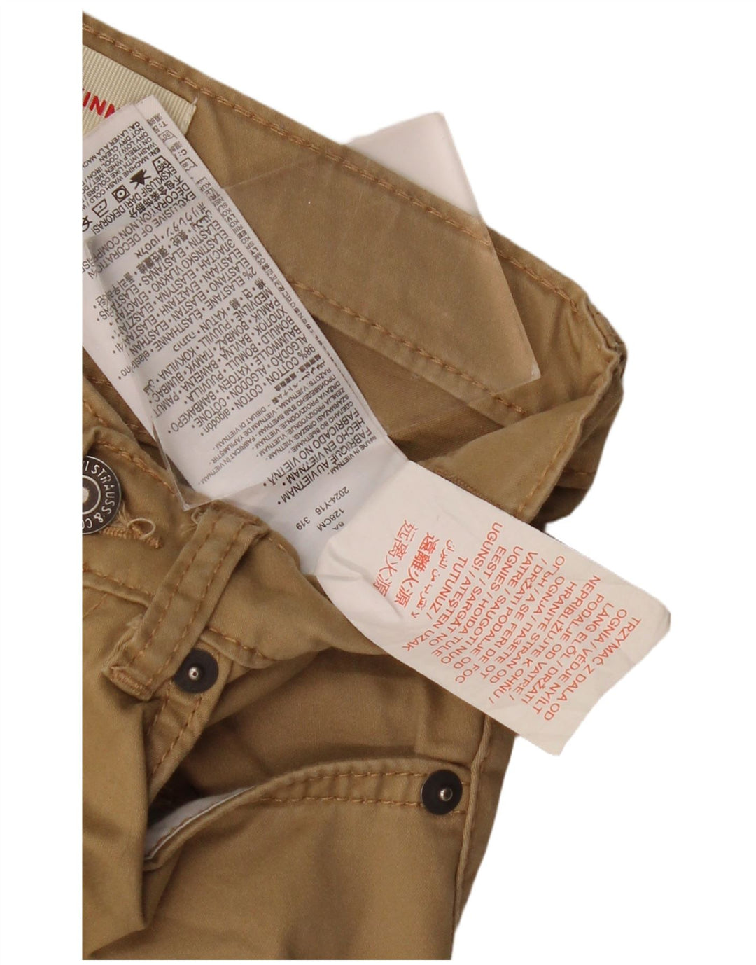 LEVI'S Boys 510 Skinny Casual Trousers 7-8 Years W24 L23 Beige Cotton