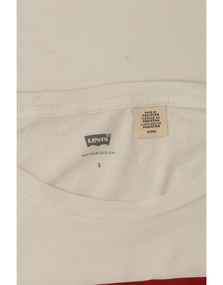 LEVI'S Womens Graphic T-Shirt Top UK 10 Small White Vintage Levi's and Second-Hand Levi's from Messina Hembry 