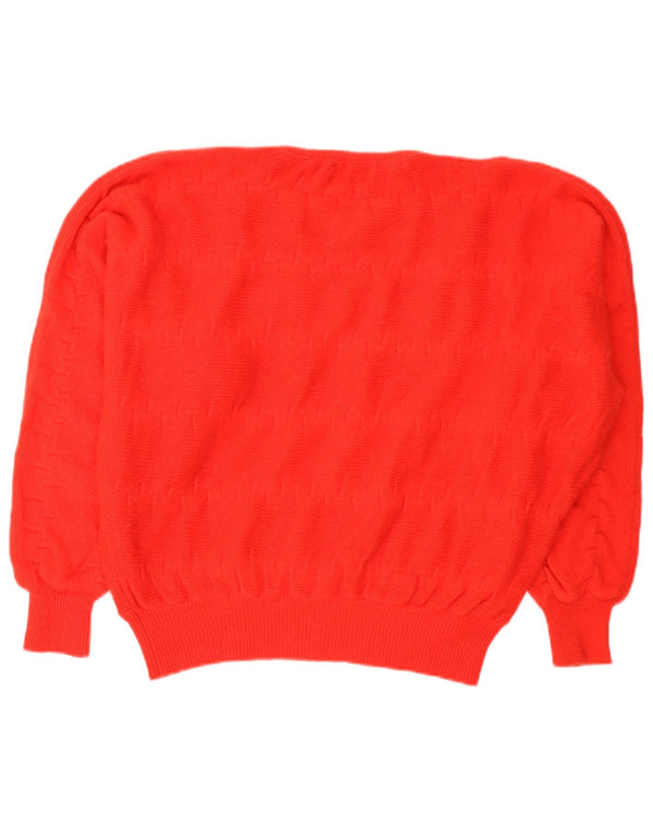 Benetton Womens Boat Neck Jumper Sweater IT 48 XL Red Striped Wool