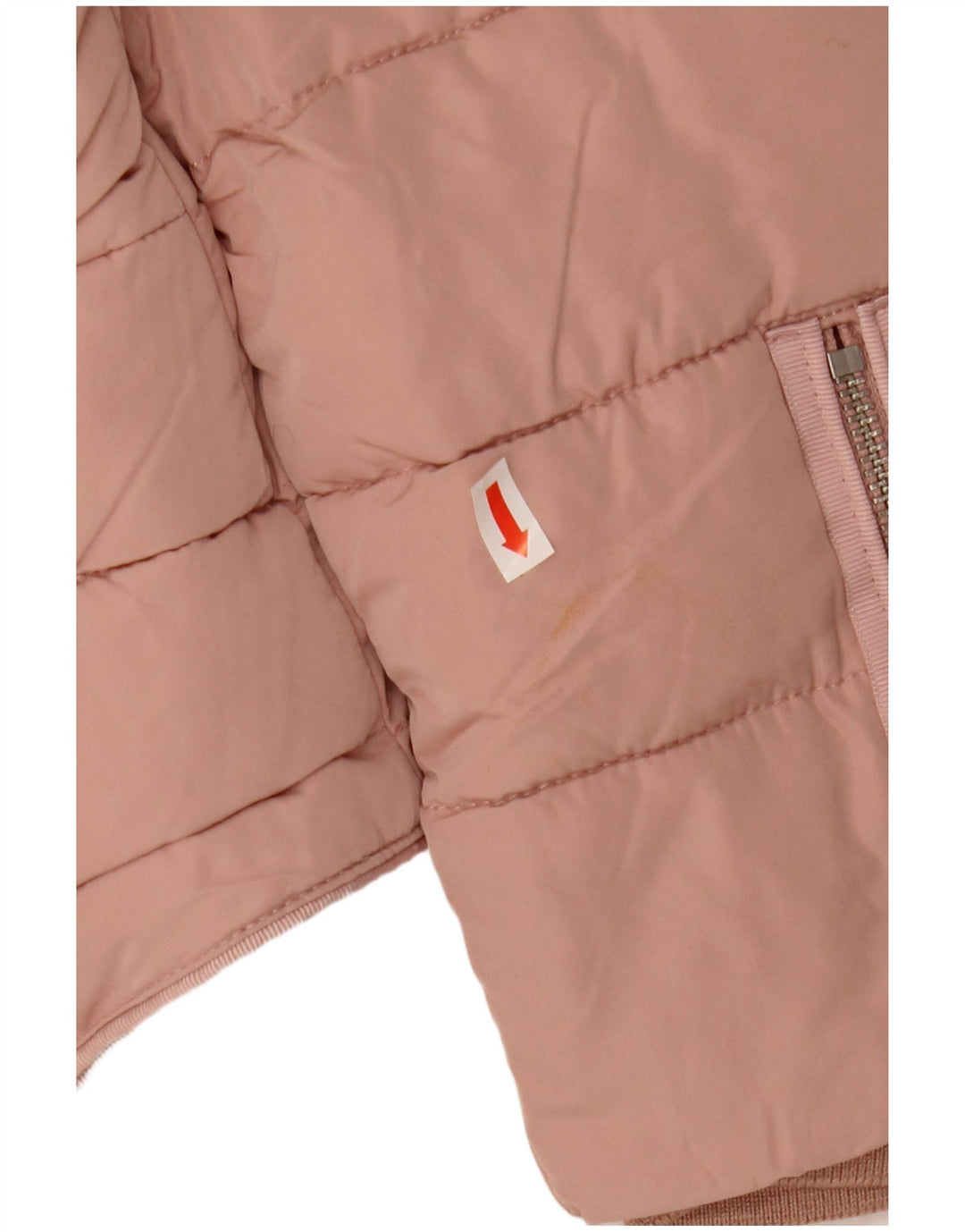 ZARA Womens Crop Hooded Padded Jacket UK 18 XL Pink Polyester
