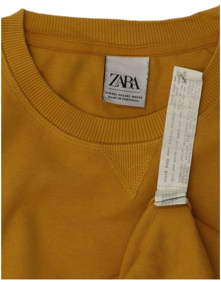 Zara Mens Sweatshirt Jumper 2XL Yellow Cotton