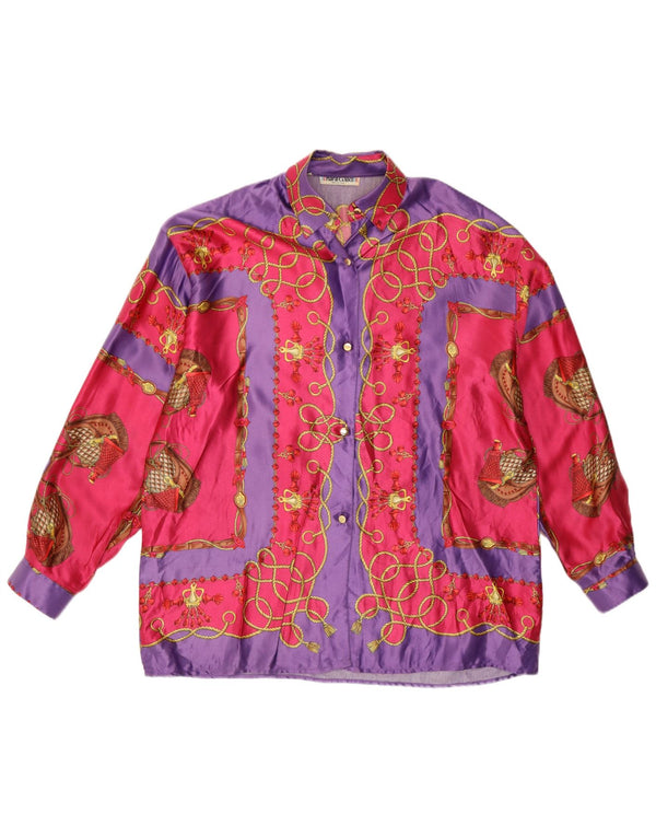 Enara Camice Womens Abstract Pattern Shirt Blouse UK 18 XL Pink Colourblock