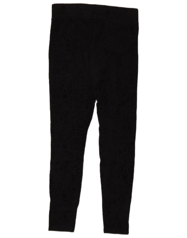 Marks & Spencer Womens Leggings UK 10 Small Black Animal Print Cotton