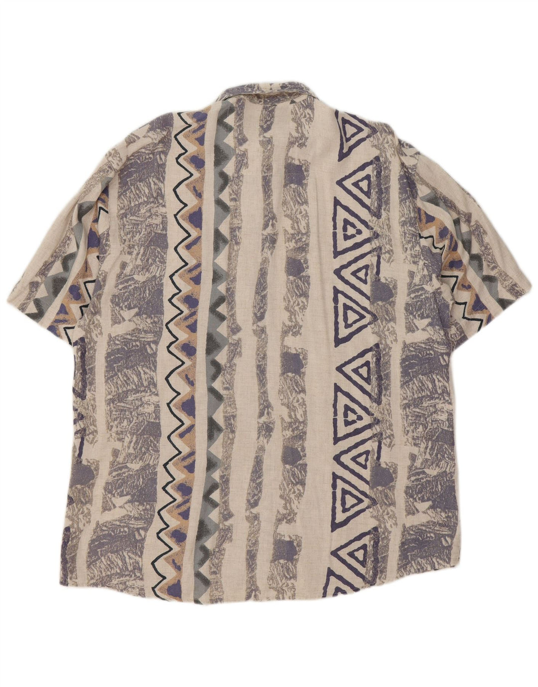 DORNBUSCH Mens Short Sleeve Shirt Size 40 Medium Beige Geometric