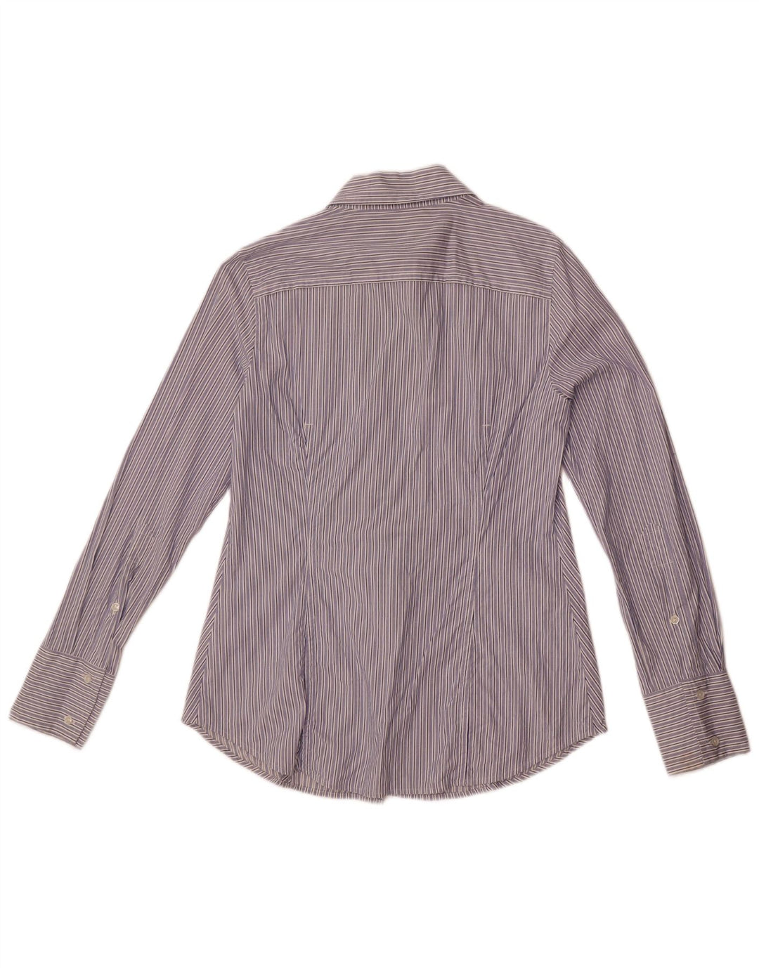 Benetton Womens Shirt UK 14 Medium Blue Pinstripe Cotton