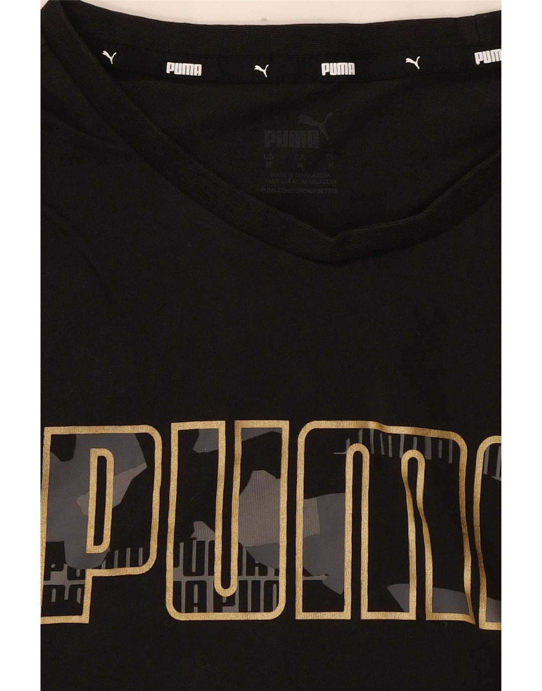 Puma Womens Graphic T-Shirt Top UK 14 Medium Black
