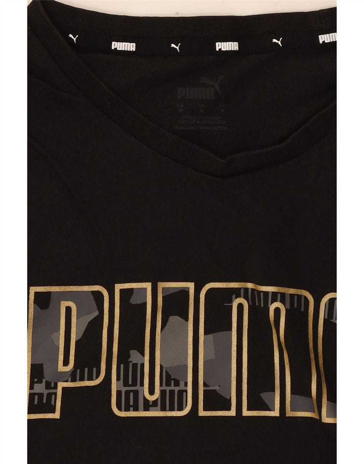 Puma Womens Graphic T-Shirt Top UK 14 Medium Black