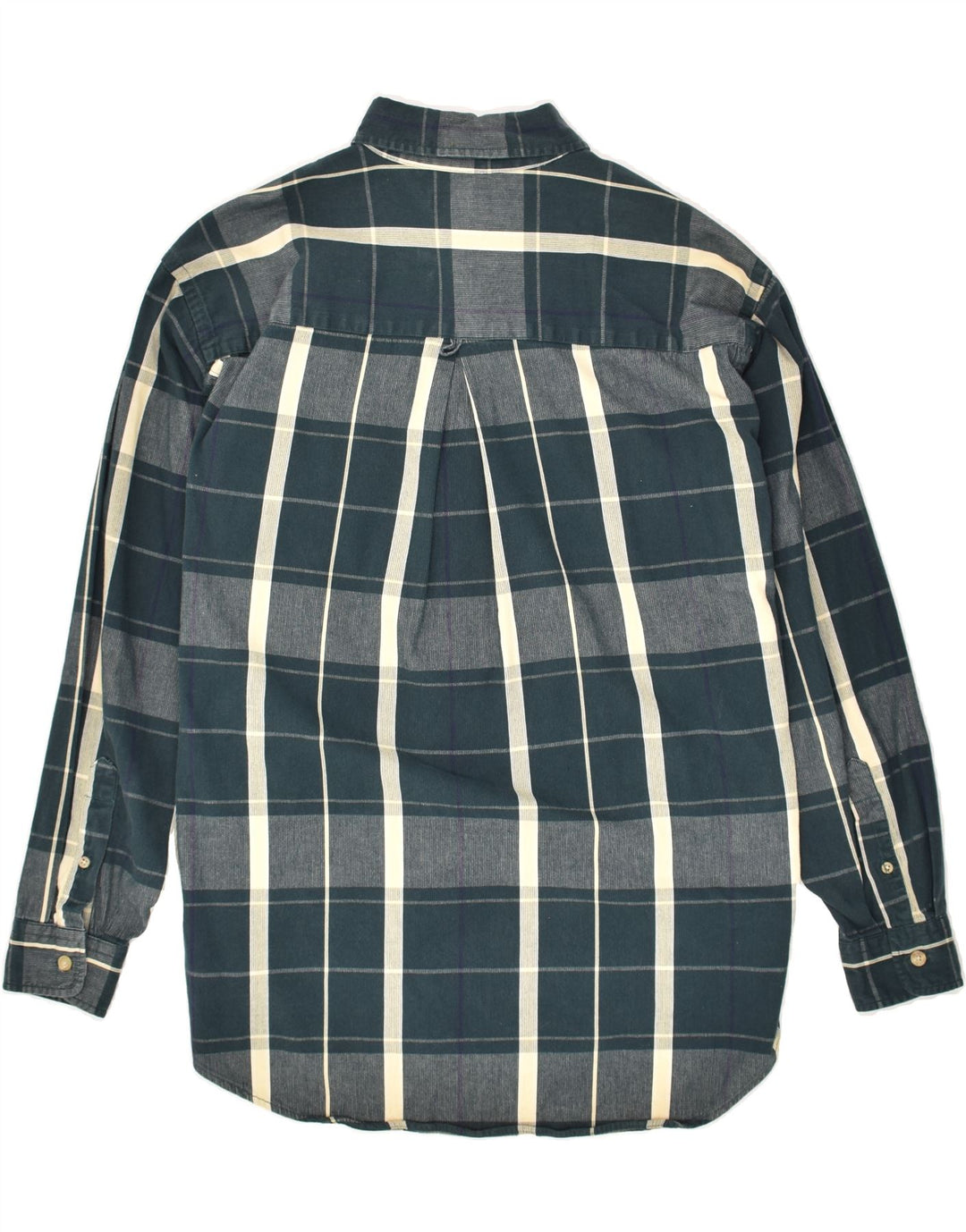VINTAGE Mens Shirt Medium Navy Blue Check Cotton Vintage Vintage and Second-Hand Vintage from Messina Hembry 