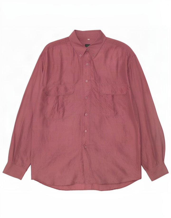 Vintage Mens Shirt Medium Burgundy Silk