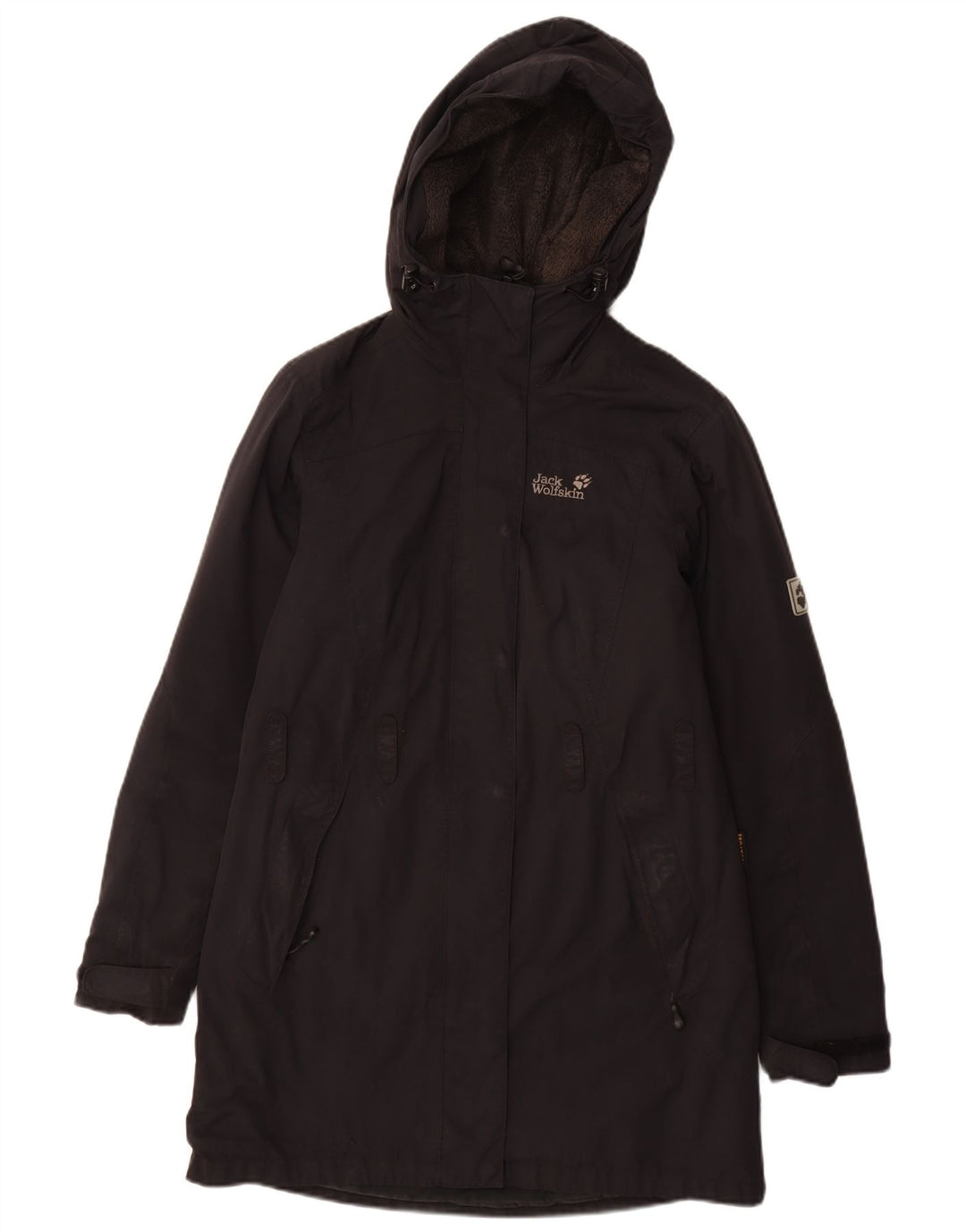 JACK WOLFSKIN Womens Hooded Windbreaker Coat UK 10 Small  Black Polyamide