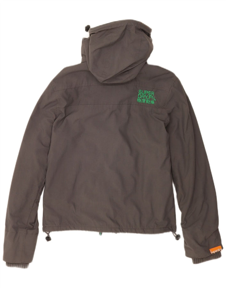 Superdry Womens Hooded Windbreaker Jacket UK 10 Small Grey Nylon