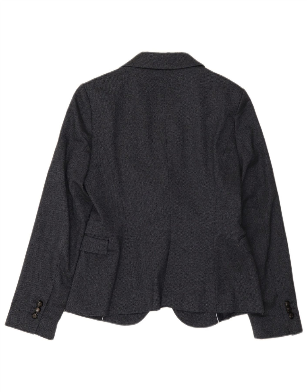 Zara Womens 1 Button Blazer Jacket UK 12 Medium Navy Blue Polyester