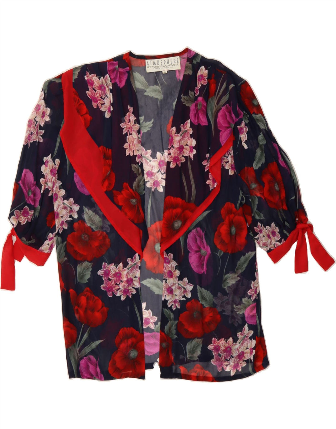 ATMOSPHERE Womens Cardigan Top IT 42 Medium Black Floral Viscose Vintage Atmosphere and Second-Hand Atmosphere from Messina Hembry 