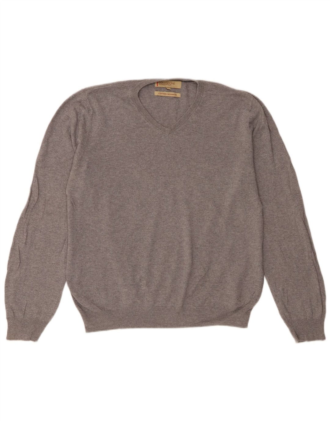 Marks & Spencer Mens V-Neck Jumper Sweater Medium Grey Cotton