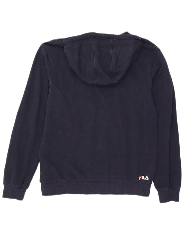 Fila Mens Hoodie Jumper UK 38/40 Medium Navy Blue Colourblock Cotton
