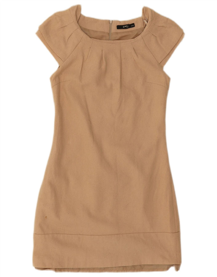 Oasis Womens Sheath Dress UK 8 Small Beige Wool
