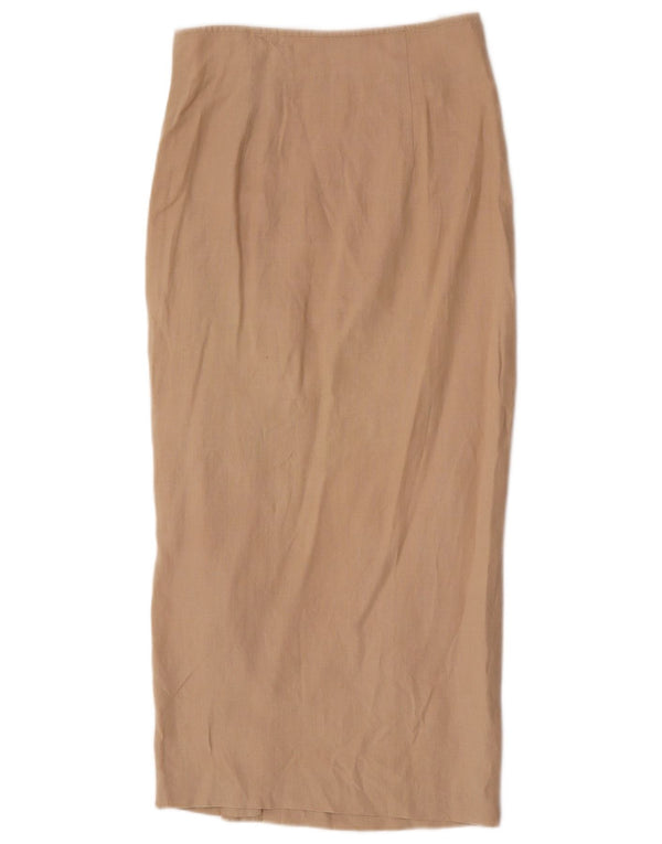 Benetton Womens High Waist Maxi Skirt IT 42 Medium W26  Beige Linen