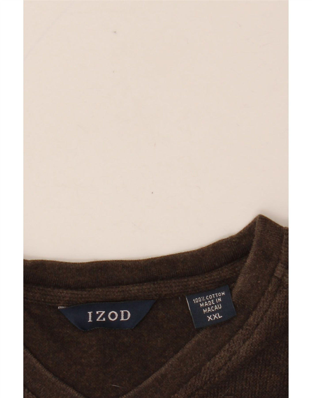 IZOD Mens Top Long Sleeve 2XL Brown Colourblock Cotton