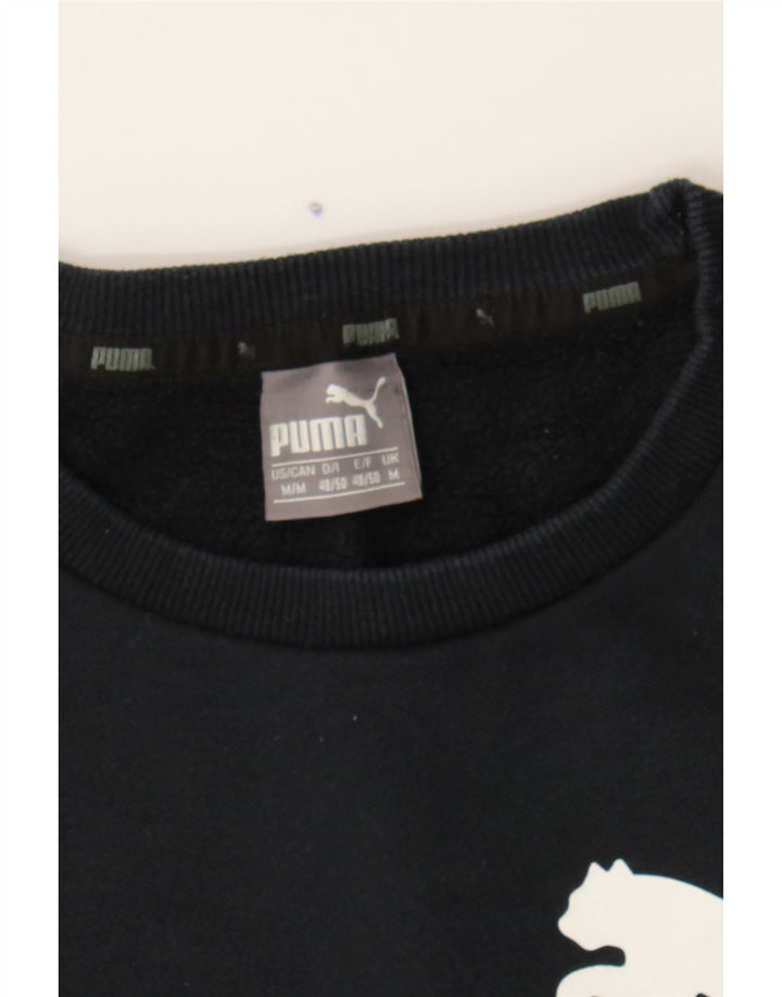 PUMA Mens Graphic Sweatshirt Jumper Medium Navy Blue Cotton Vintage Puma and Second-Hand Puma from Messina Hembry 