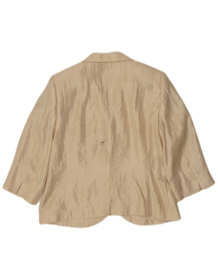 Vintage Womens 3/4 Sleeve 2 Button Blazer Jacket IT 42 Medium Beige