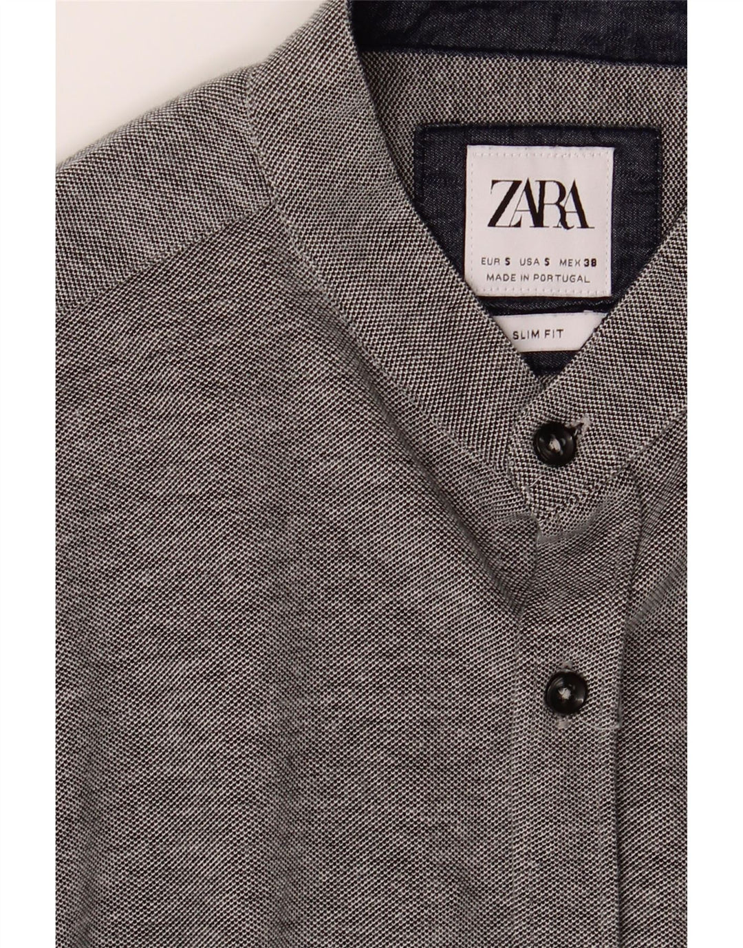 ZARA Mens Slim Fit Short Sleeve Shirt Small Grey Vintage Zara and Second-Hand Zara from Messina Hembry 