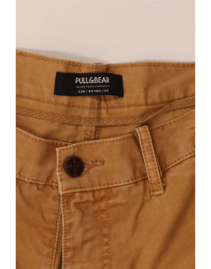 Pull & Bear Mens Slim Chino Trousers EU 44 Large W34 L32 Beige Cotton
