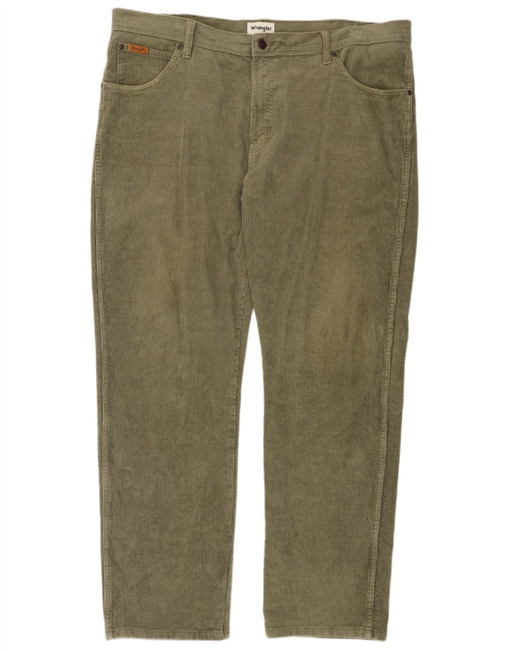 WRANGLER Mens Texas Straight Corduroy Trousers W42 L32 Khaki Cotton