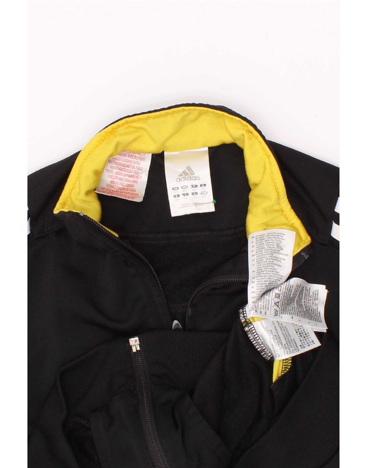 Adidas Boys Tracksuit Top Jacket 5-6 Years Black Colourblock Polyester