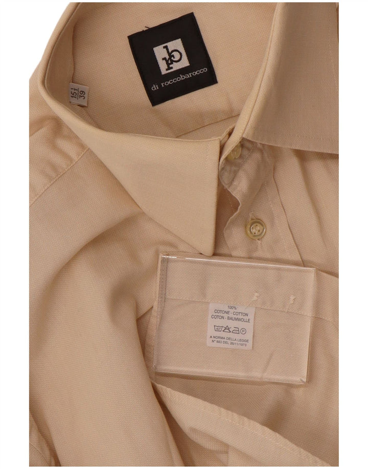 Roccobarocco Mens Shirt Size 15 1/2 39 Medium Beige Cotton