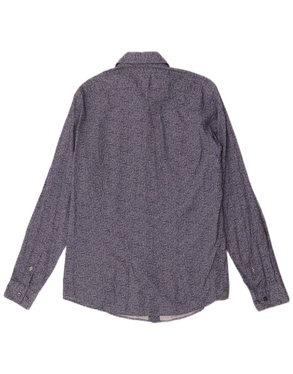 Hugo Boss Mens Regular Fit Shirt Medium Blue Geometric Cotton