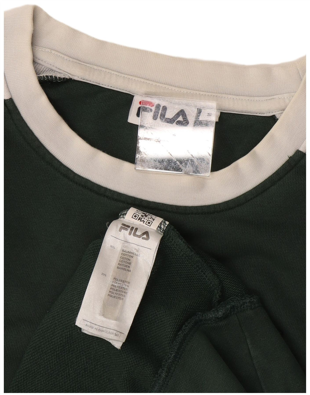 FILA Mens Graphic Sweatshirt Jumper Small Green Colourblock Cotton