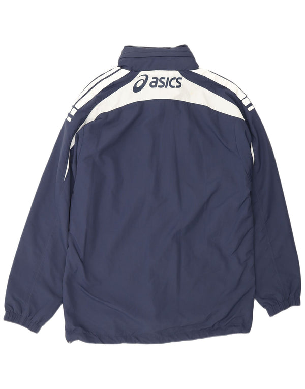ASICS Mens Graphic Tracksuit Top Jacket Medium Navy Blue Colourblock