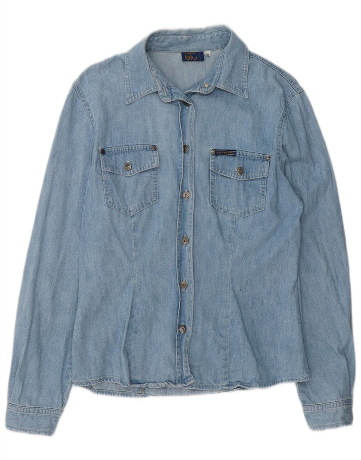 BYBLOS Womens Denim Shirt IT 46 Large Blue Cotton