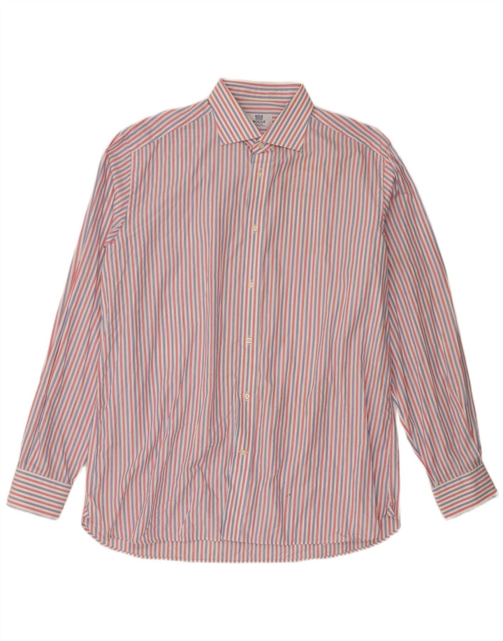 Boggi Mens Milano Shirt Large Red Striped Cotton