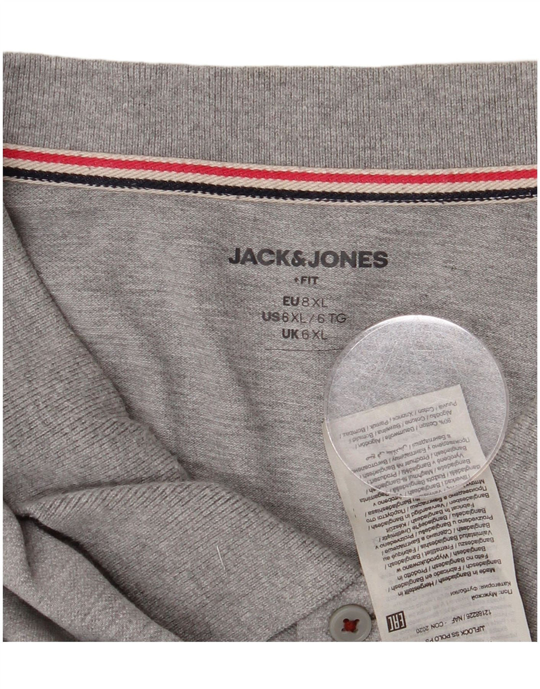Jack & Jones Mens Polo Shirt 6XL Grey Cotton