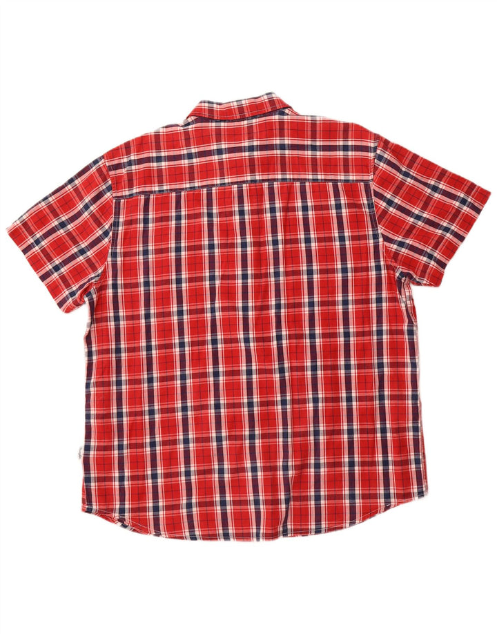 WRANGLER Mens Casual Fit Short Sleeve Shirt XL Red Check Cotton
