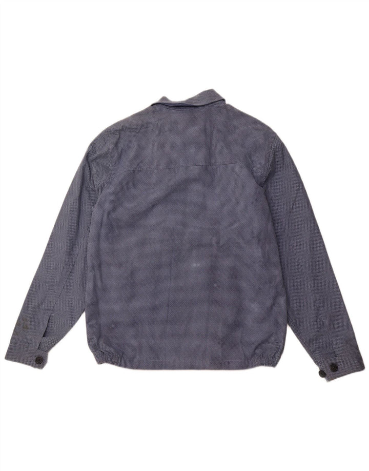 MARKS & SPENCER Mens Bomber Jacket UK 38 Medium Blue Spotted Cotton