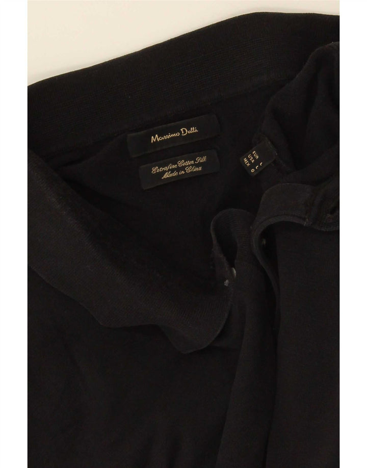 Massimo Dutti Mens Polo Shirt Large Black Cotton