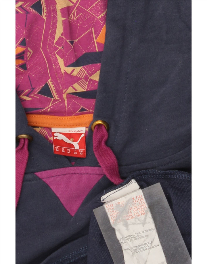 PUMA Womens Crop Oversized Hoodie Jumper UK 12 Medium Navy Blue