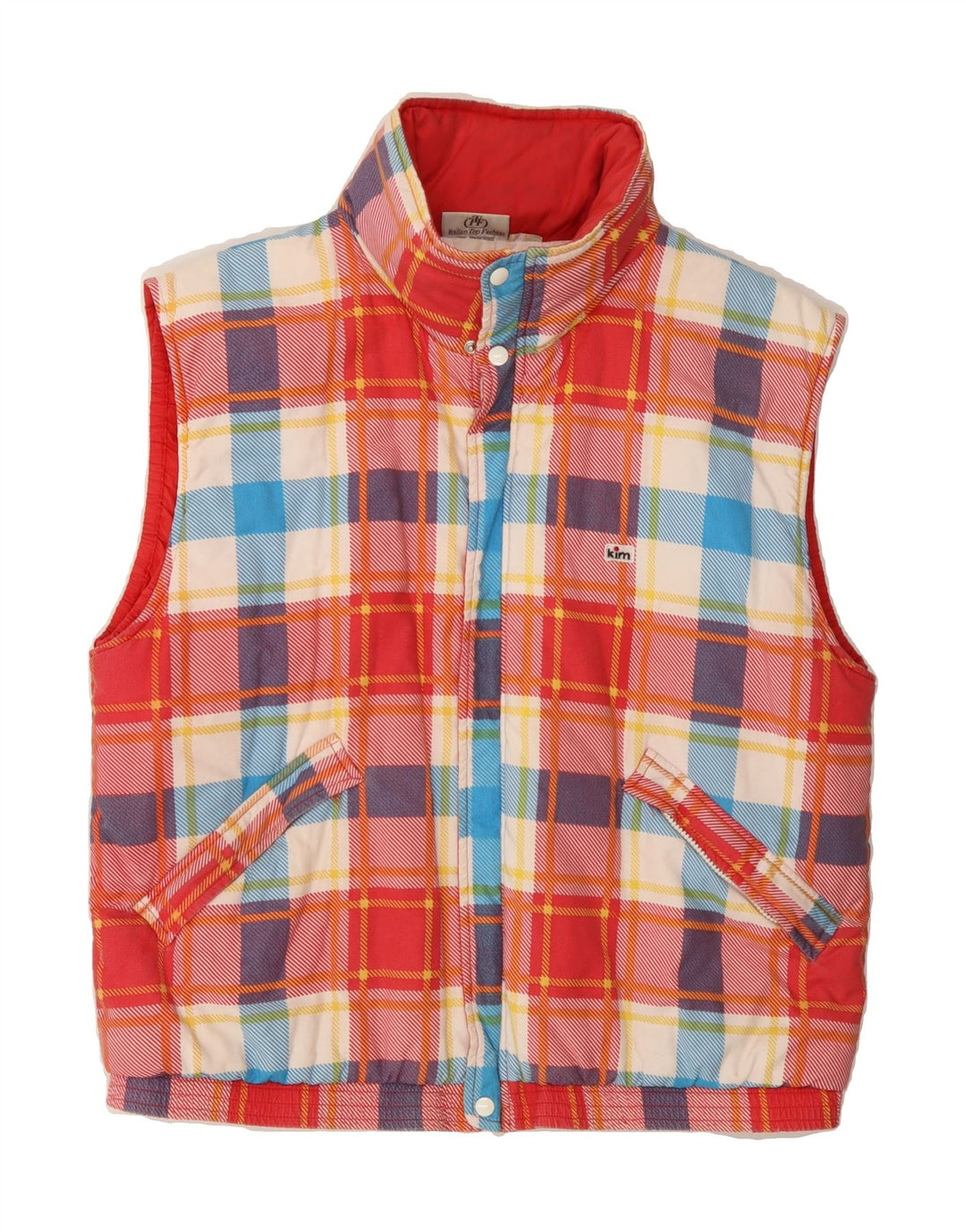VINTAGE Mens Gilet UK 36 Small Red Check Vintage Vintage and Second-Hand Vintage from Messina Hembry 