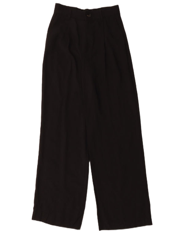 Zara Womens High Waist Wide Leg Chino Trousers XS W24 L31 Black